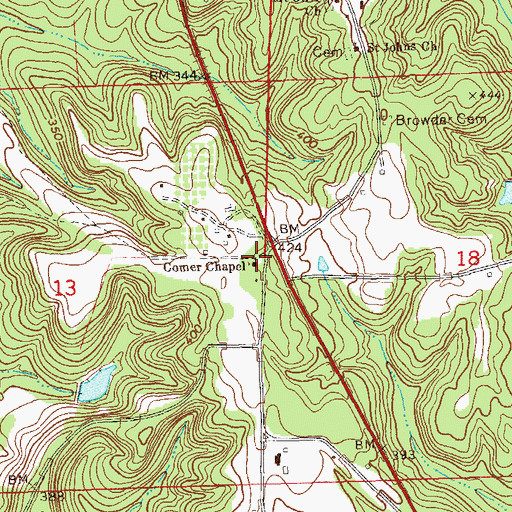 Topographic Map of Comer Chapel, AL