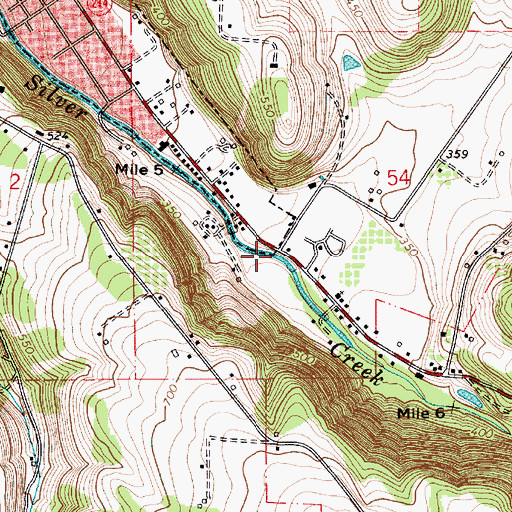 Topographic Map of Silver Creek Post Office (historical), OR