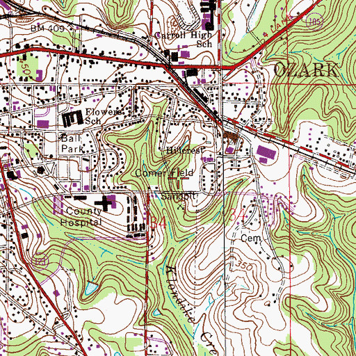 Topographic Map of Comer Field, AL