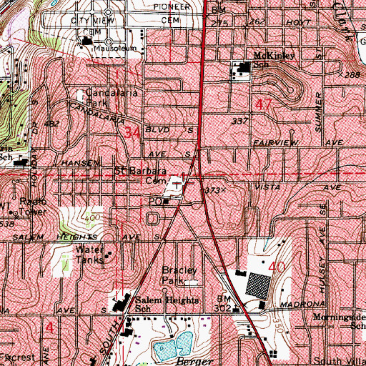 Topographic Map of South 99E Post Office (historical), OR