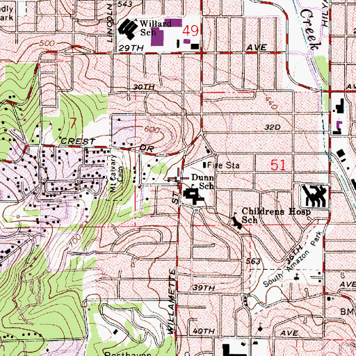Topographic Map of Southside Post Office, OR