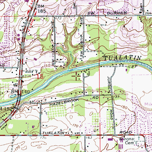 Topographic Map of Taylors Ferry Post Office (historical), OR