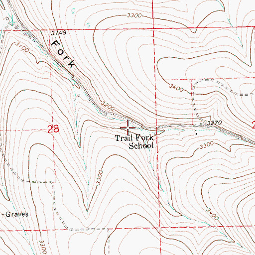 Topographic Map of Trailfork Post Office (historical), OR