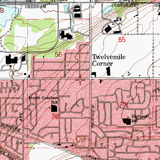 Topographic Map of Twelve Mile Post Office (historical), OR