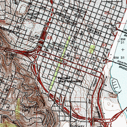 Topographic Map of University Post Office, OR