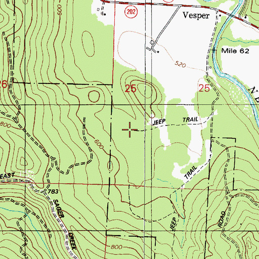 Topographic Map of Vesper Post Office (historical), OR