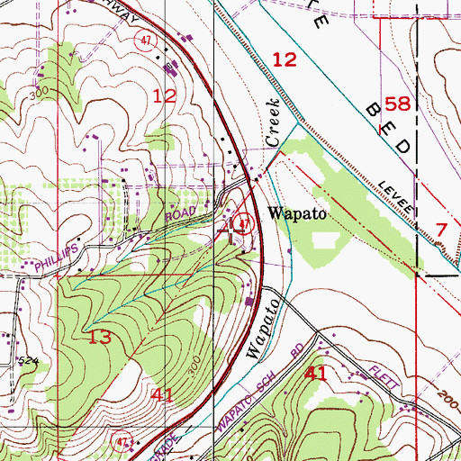 Topographic Map of Wapata Post Office (historical), OR