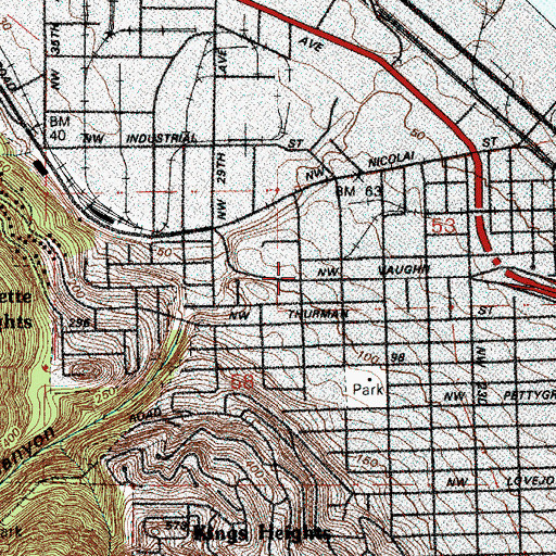 Topographic Map of Wardway Post Office (historical), OR