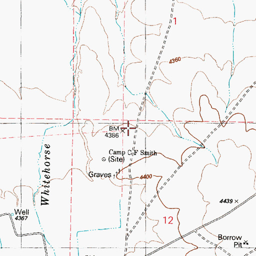 Topographic Map of White Horse Post Office (historical), OR