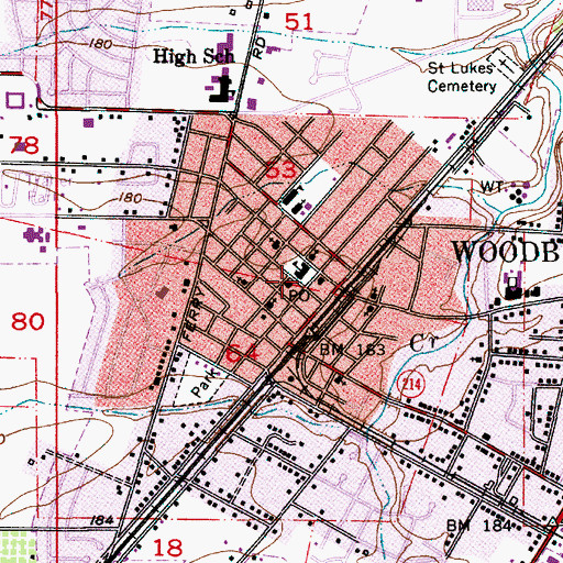 Topographic Map of Woodburn Post Office, OR