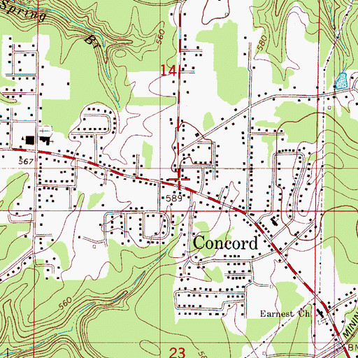 Topographic Map of Concord, AL