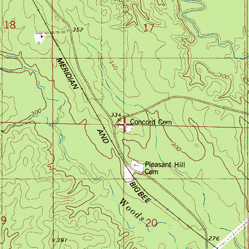 Topographic Map of Concord Cemetery, AL