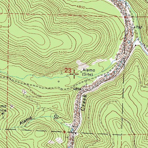 Topographic Map of Alamo Post Office (historical), OR