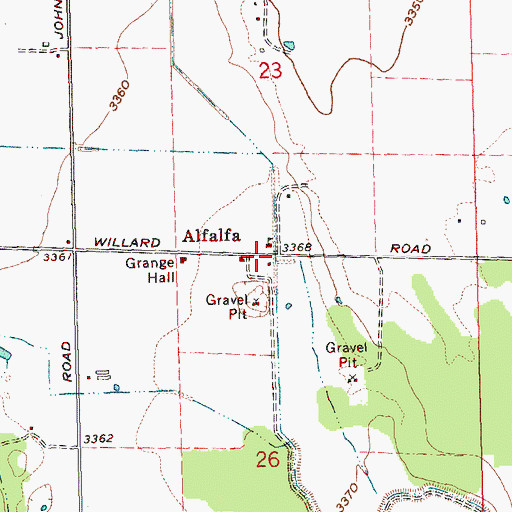 Topographic Map of Alfalfa Post Office (historical), OR