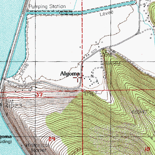 Topographic Map of Algoma Post Office (historical), OR