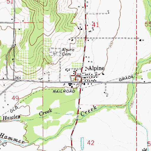 Topographic Map of Alpine Post Office (historical), OR
