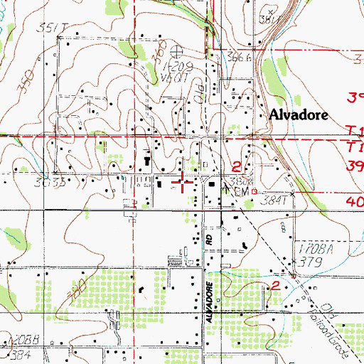 Topographic Map of Alvadore Post Office, OR