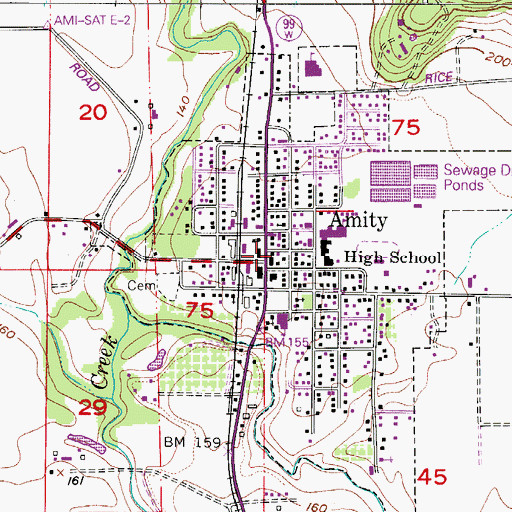 Topographic Map of Amity Post Office, OR