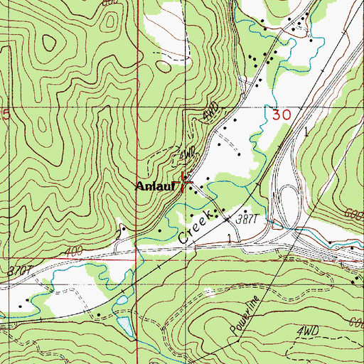 Topographic Map of Anlauf Post Office (historical), OR