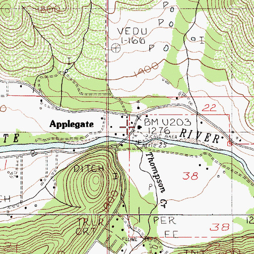 Topographic Map of Applegate Post Office, OR