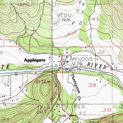 Topographic Map of Applegate Post Office, OR