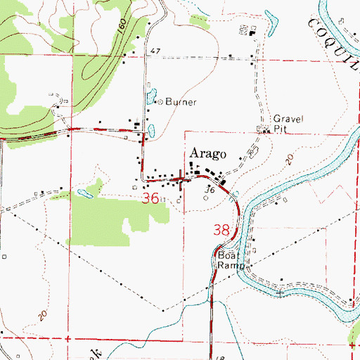 Topographic Map of Arago Post Office (historical), OR