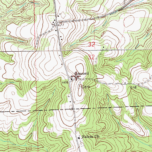 Topographic Map of Concord Church, AL