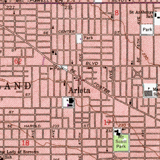 Topographic Map of Arleta Post Office (historical), OR