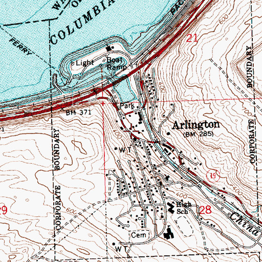 Topographic Map of Arlington Post Office, OR