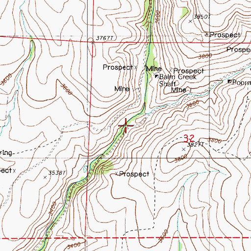 Topographic Map of Arthur Post Office (historical), OR