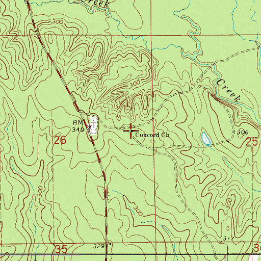 Topographic Map of Concord Methodist Church, AL