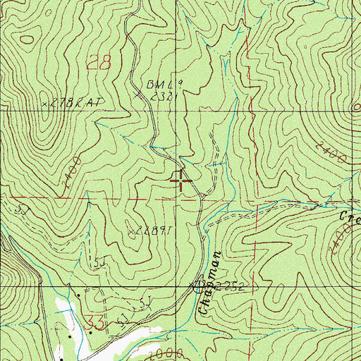 Topographic Map of Asbestos Post Office (historical), OR