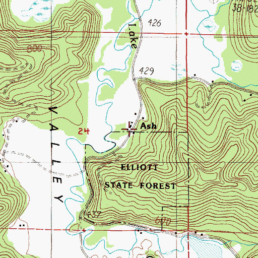 Topographic Map of Ash Post Office (historical), OR