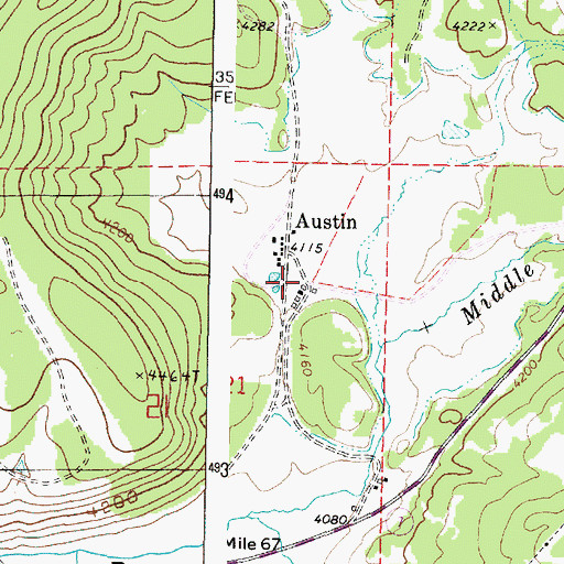 Topographic Map of Austin Post Office (historical), OR