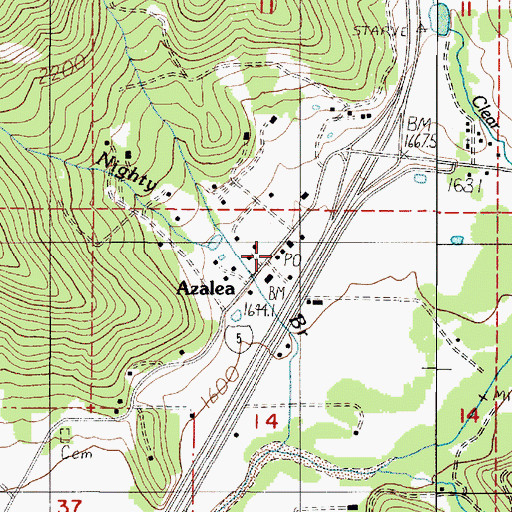 Topographic Map of Azalea Post Office, OR