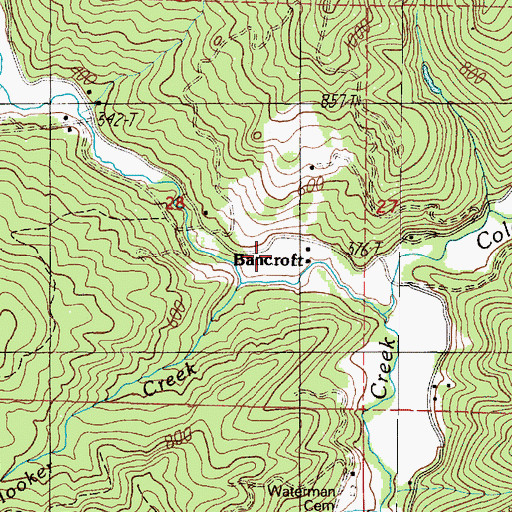 Topographic Map of Bancroft Post Office (historical), OR