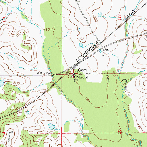 Topographic Map of Concord Church, AL