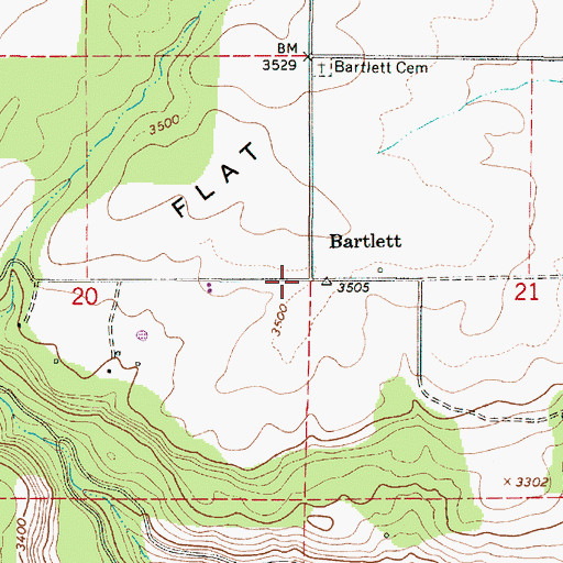Topographic Map of Bartlett Post Office (historical), OR