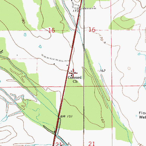 Topographic Map of Concord Church, AL