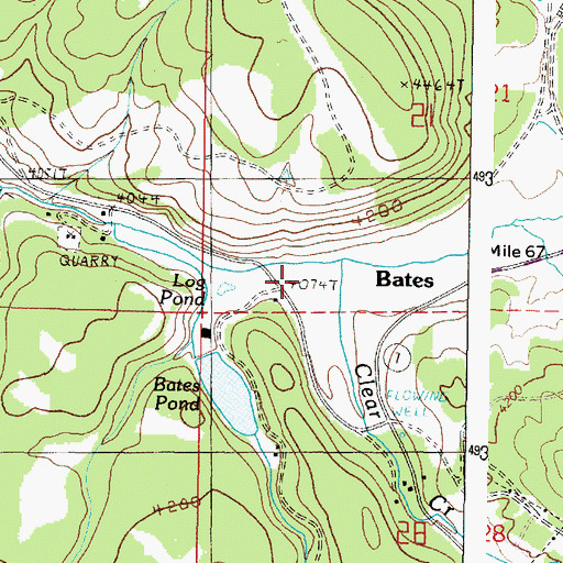 Topographic Map of Bates Post Office, OR