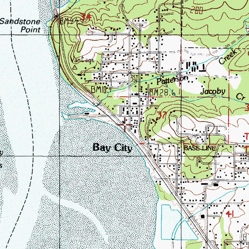 Topographic Map of Bay City Post Office, OR