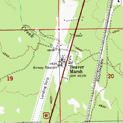Topographic Map of Beaver Marsh Post Office (historical), OR