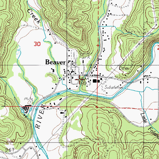 Topographic Map of Beaver Post Office, OR