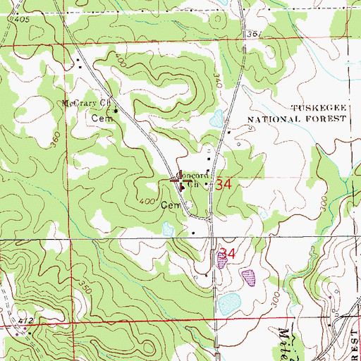 Topographic Map of Concord Church, AL