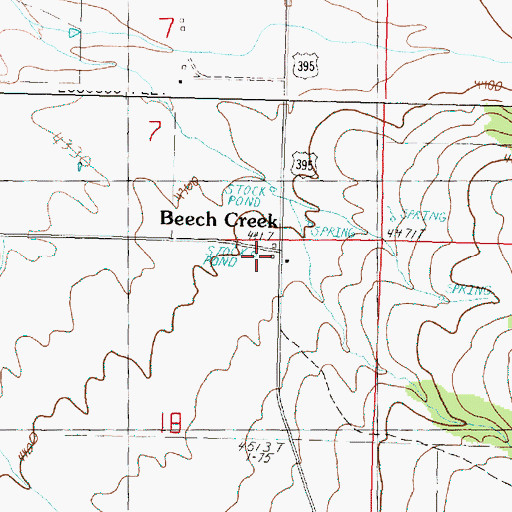 Topographic Map of Beech Creek Post Office (historical), OR