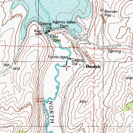 Topographic Map of Beulah Post Office (historical), OR
