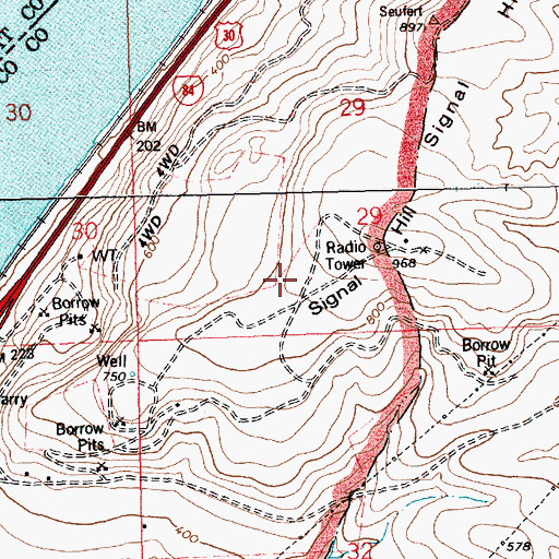 Topographic Map of Big Eddy Post Office (historical), OR