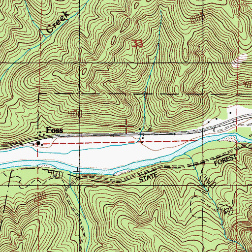 Topographic Map of Blybach Post Office (historical), OR