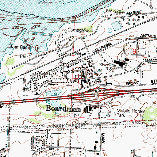 Topographic Map of Boardman Post Office, OR