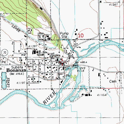 Topographic Map of Bonanza Post Office, OR